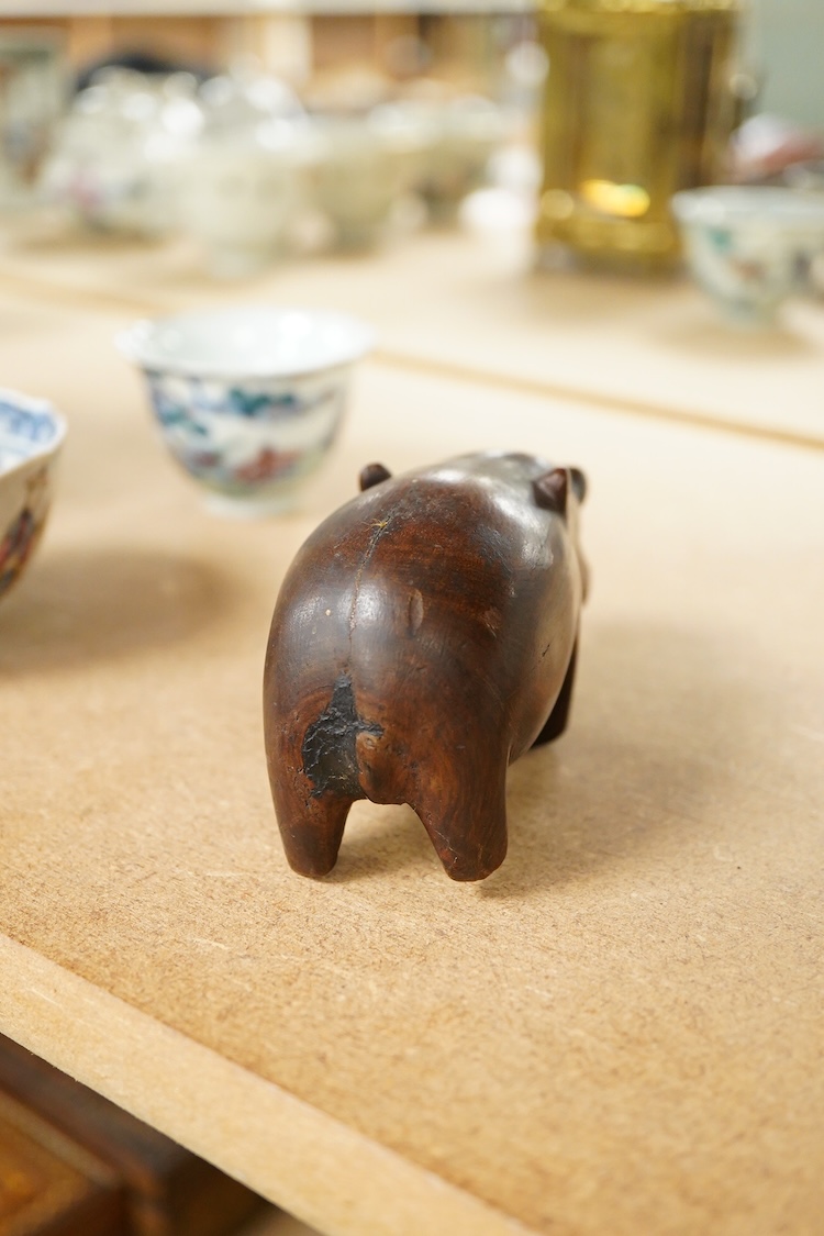 An African carved hardwood model of a hippopotamus, 9cm